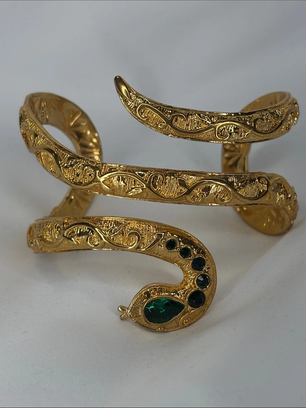 Rachel Zoe Gold-Plated Serpent Wrap Bracelet with Green Stones